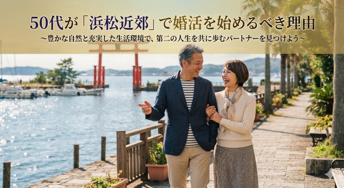 浜松市、磐田市、湖西市、浜名湖湖畔にて50代の独身男女の婚活、デートの様子　浜松湖西婚活サービス結い