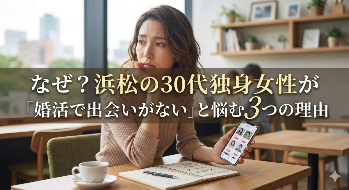 浜松市内のカフェで婚活に悩む30代独身女性　浜松湖西婚活サービス結い