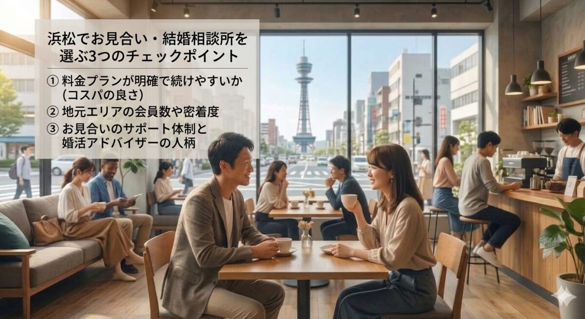浜松のお洒落なカフェでお見合いをする30代独身男女の様子　浜松湖西婚活サービス結い