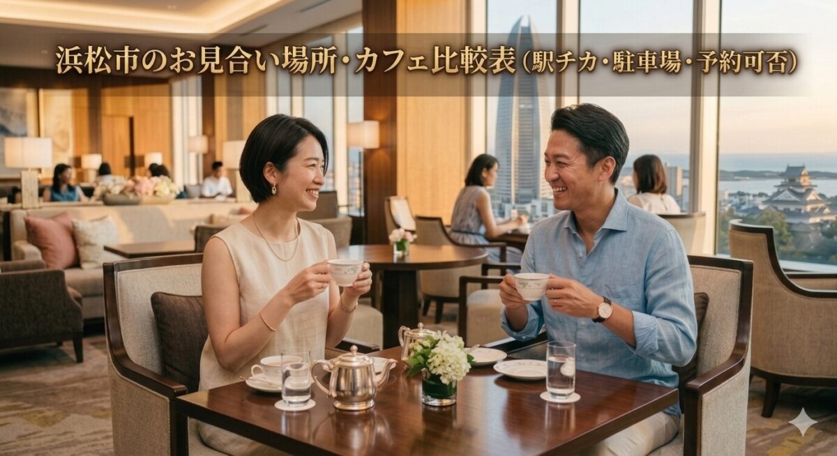 浜松市のホテルのカフェ・ラウンジでお見合いする30代独身男女　浜松湖西婚活サービス結い