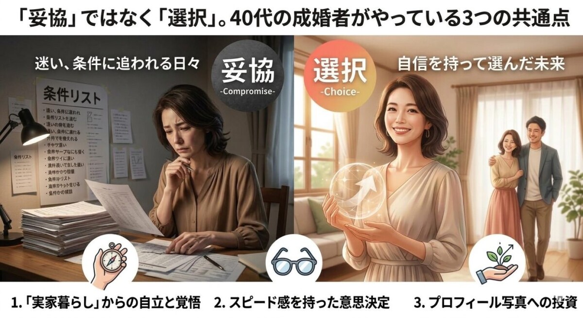 40代の婚活の成婚者がやっている共通点・妥協ではなく選択