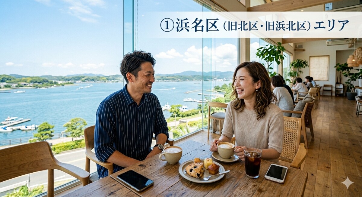 浜名区（旧北区・旧浜北区）エリアで婚活デートを楽しむ30代のカップルの様子　浜松湖西婚活サービス結い